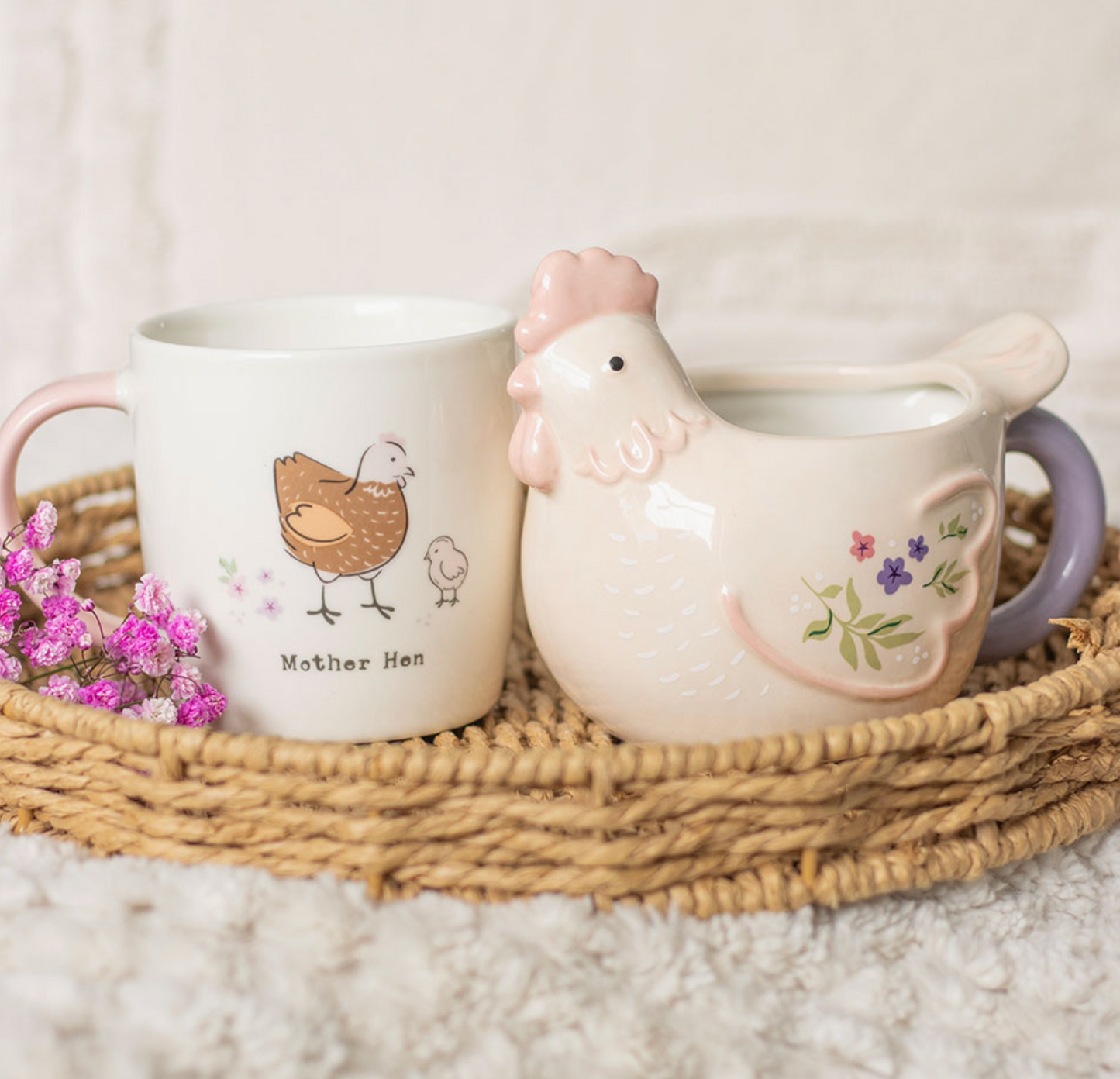 Floral Hen Chicken Shaped Mug