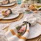Set of 2 Handmade Floral Shell Napkin Rings with Black Beads