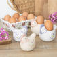 Set of 2 Floral Hen Chicken Shaped Egg Cups