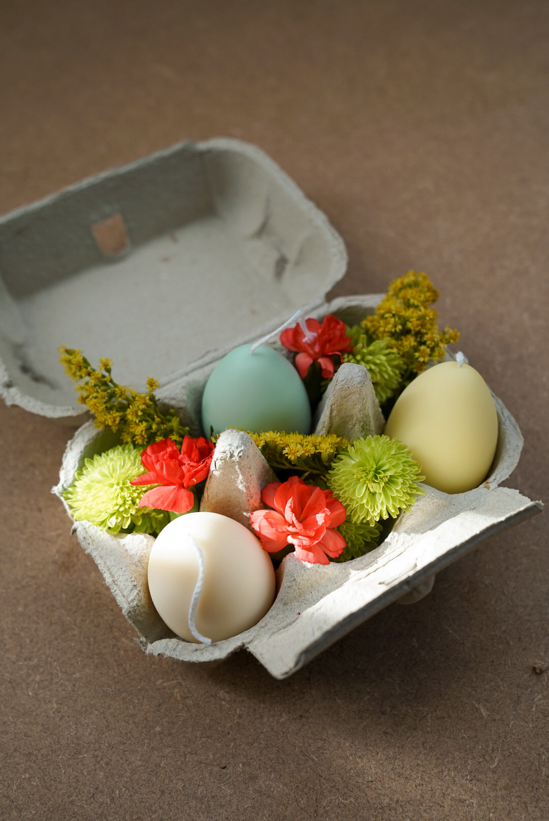 Easter Egg Candles with egg box