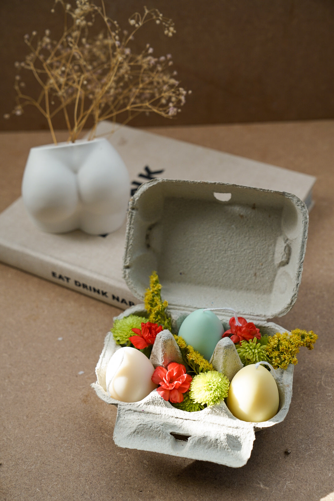 Easter Egg Candles with egg box