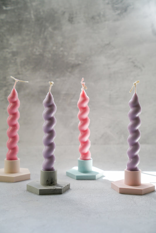 Set of Two Spiral Taper Candles