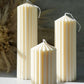 Ivory three sizes Corinthian Pillar Candle Set