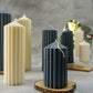 Ivory and Grey Pillar Candles Mirror on the back