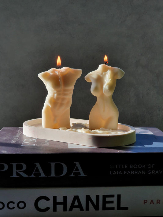 Burning Male and Female Torso Candle