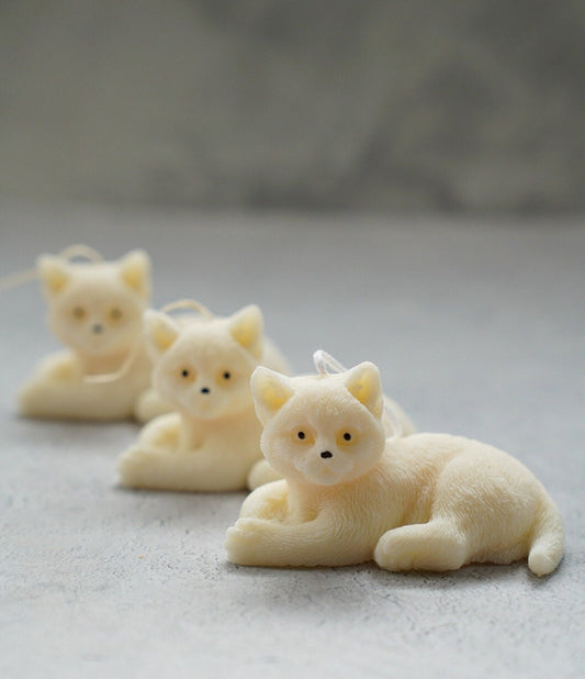 Three Cute Sitting Cat Candle 